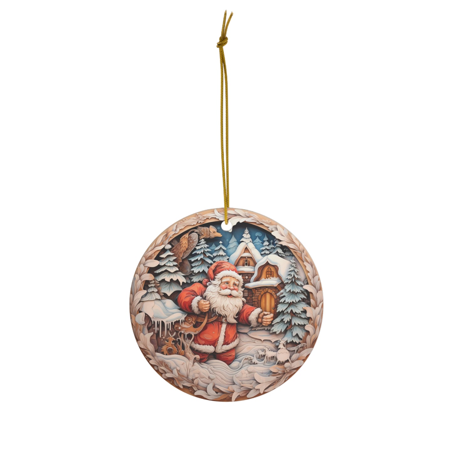 Retro Santa Ceramic Ornament Christmas Gift