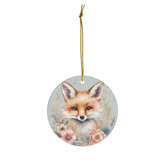 Fox Ceramic Ornament Christmas Gift Fox Christmas Ornament Fox Ornament Cute Fox Pastel Christmas Ornament