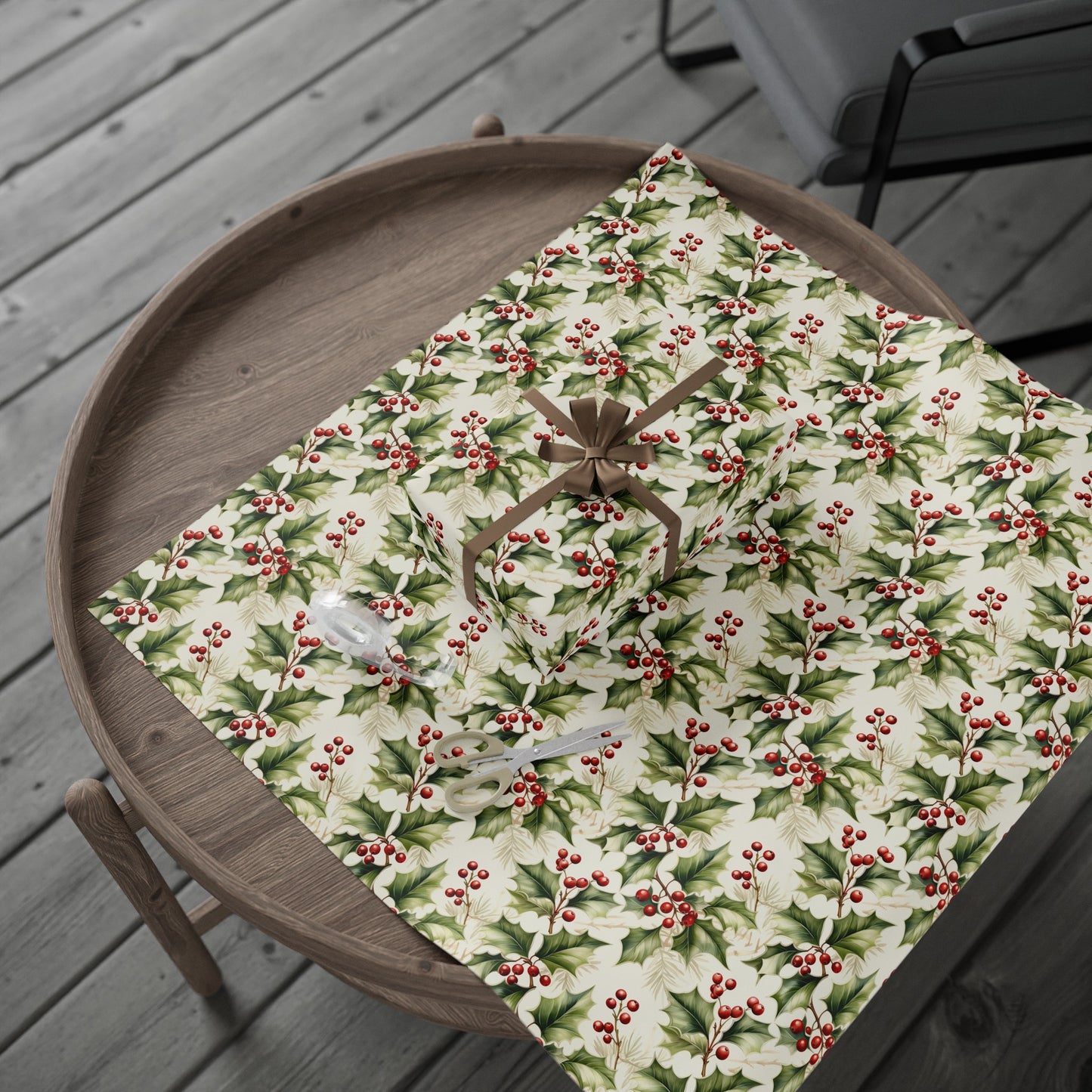 Christmas Gift Wrapping Paper Holly Holiday Wrapping Paper Christmas Gift Wrapping Paper Christmas Holly Paper