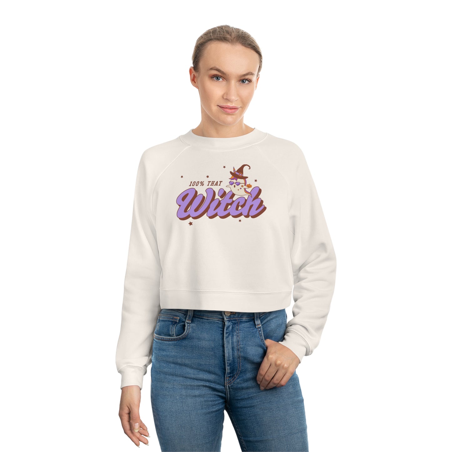 100% That Witch Women's Cropped Fleece Pullover Witchy Shirt