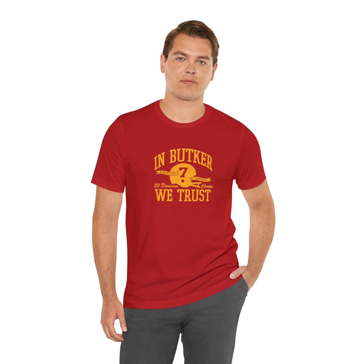 In Butker We Trust KC Unisex Jersey Short Sleeve Tee T-Shirt