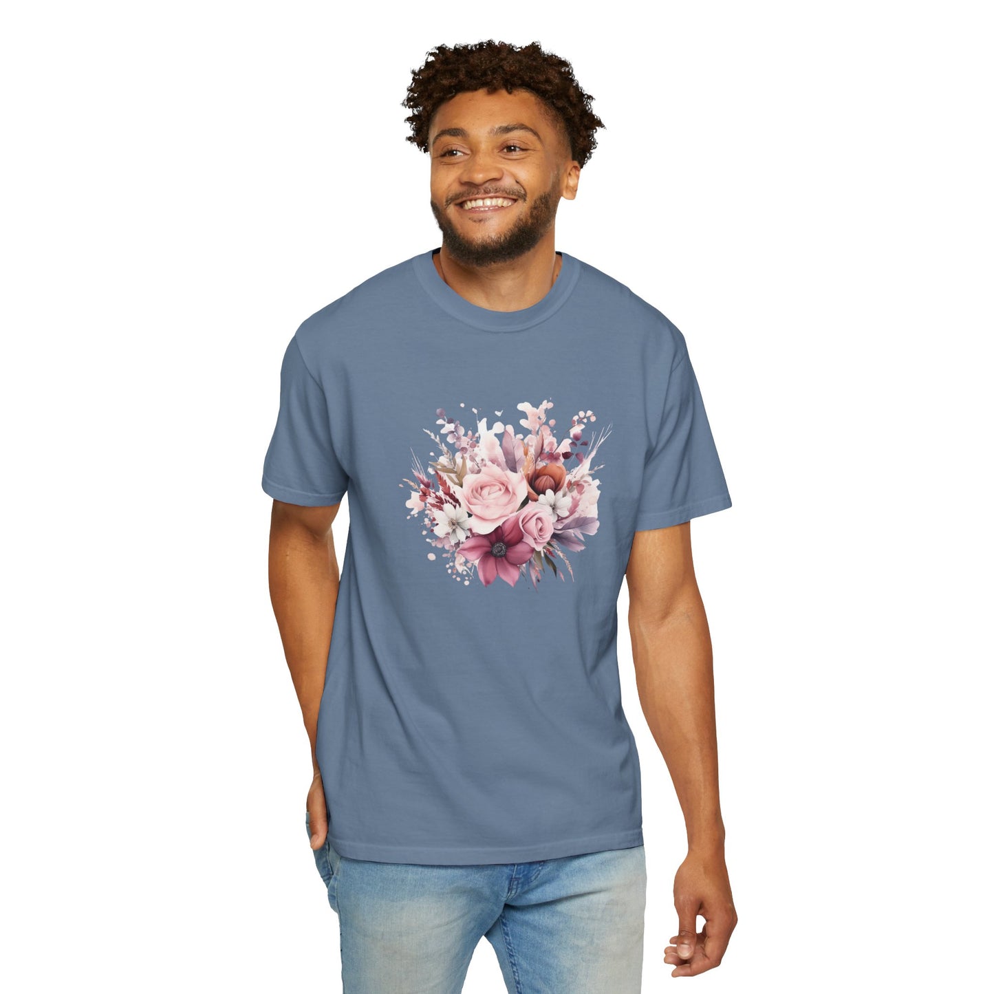 Watercolor Floral Bouquet T-shirt, Unisex Tee, Flower Print Shirt, Botanical Graphic Top, Gardening Gift, Spring Fashion