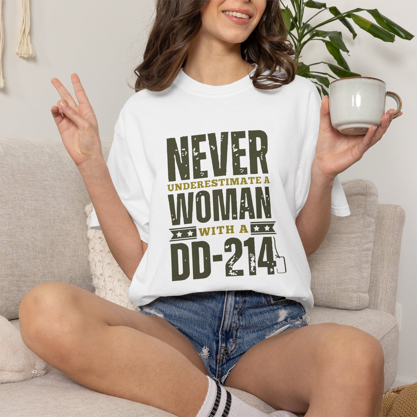Women DD-214 Military Proud T-Shirt – "Never Underestimate a Woman with a DD-214"