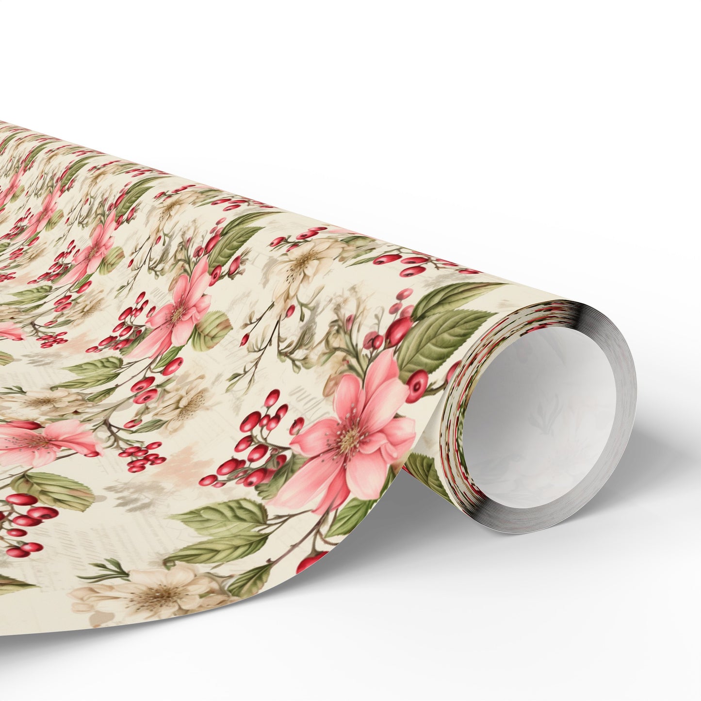 Christmas Pink Flower Gift Wrap