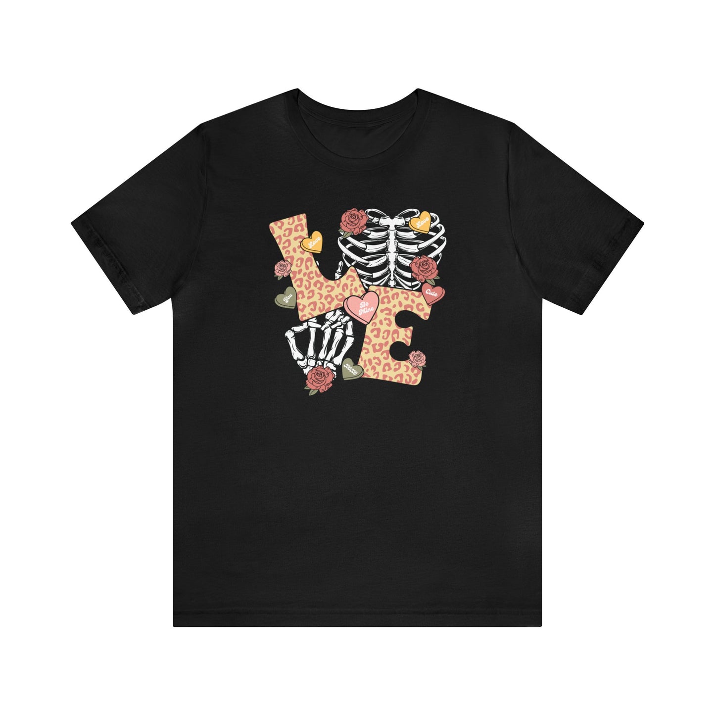 Cute Love Skeleton Shirt Unisex Jersey Short Sleeve Tee T-Shirt Valentine's Love Shirt Boho Style Shirt