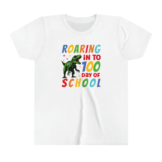 100 Days of School Youth Short Sleeve Tee School Shirt Dino Shirt