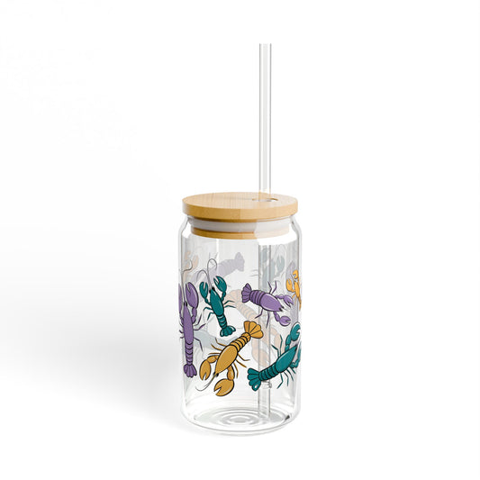 Crawfish Mardi Gras Sipper Glass, 16oz