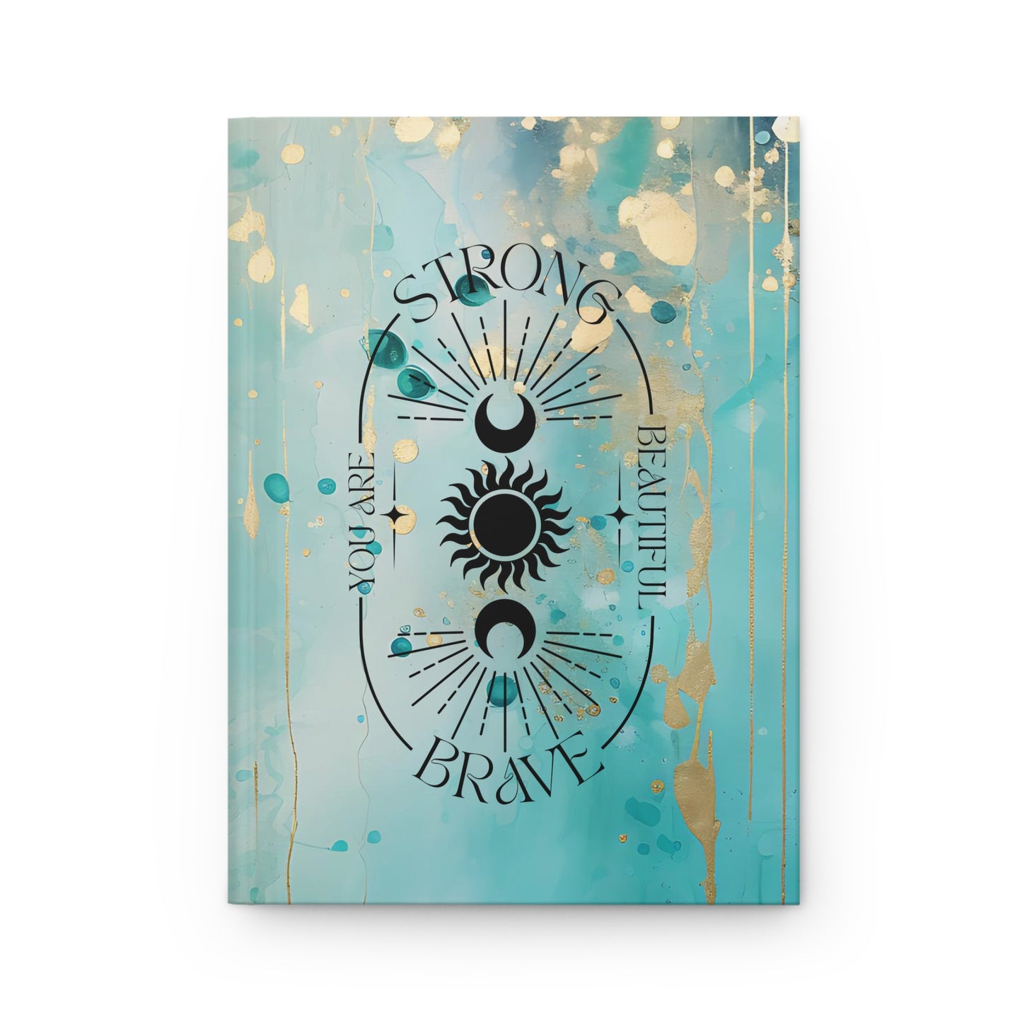 Motivational Tredny Teal Gold Hardcover Journal Matte Notebook