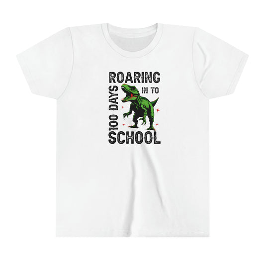 100 Days of School Youth Short Sleeve Tee School Shirt Dino Shirt Kids Shirt Dinosaur Shirt