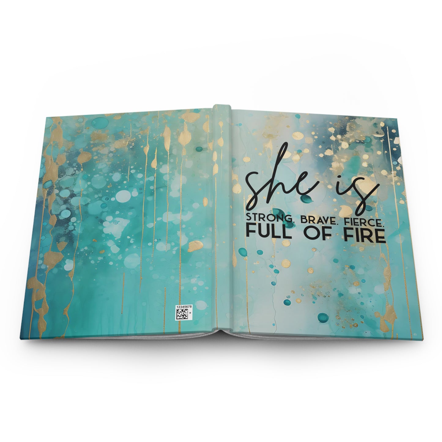 Teal and Gold Paint Style Motivational Hardcover Journal