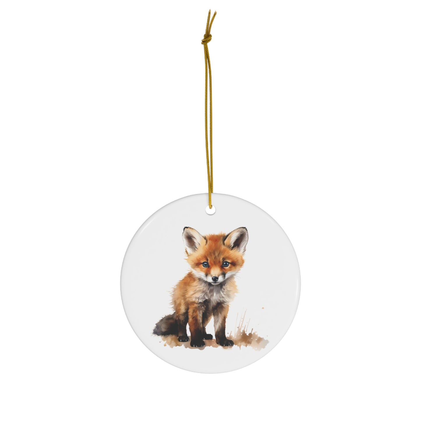 Cute Watercolor Baby Fox Ceramic Ornament Christmas Gift