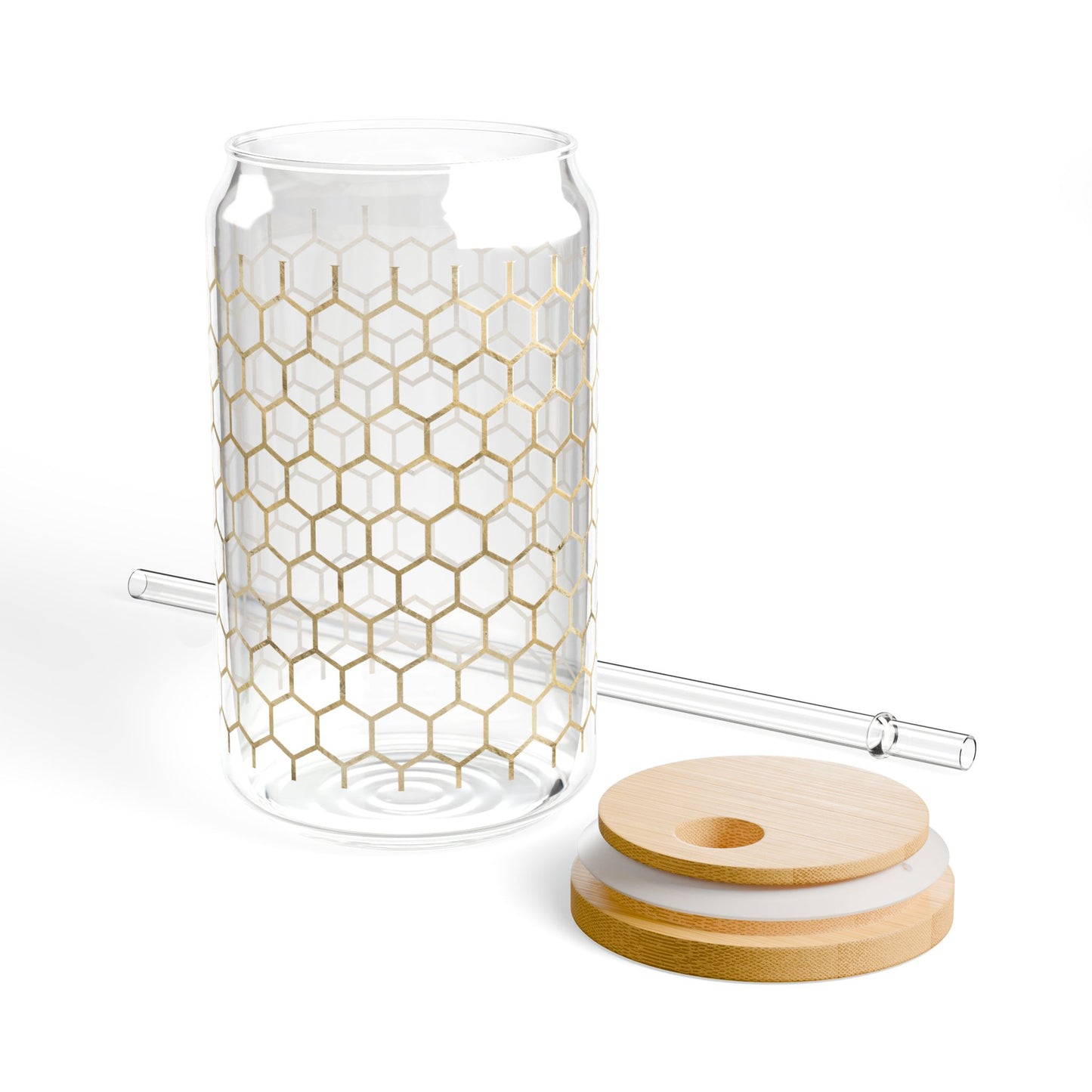 Gold Honeycomb Sipper Glass, 16oz