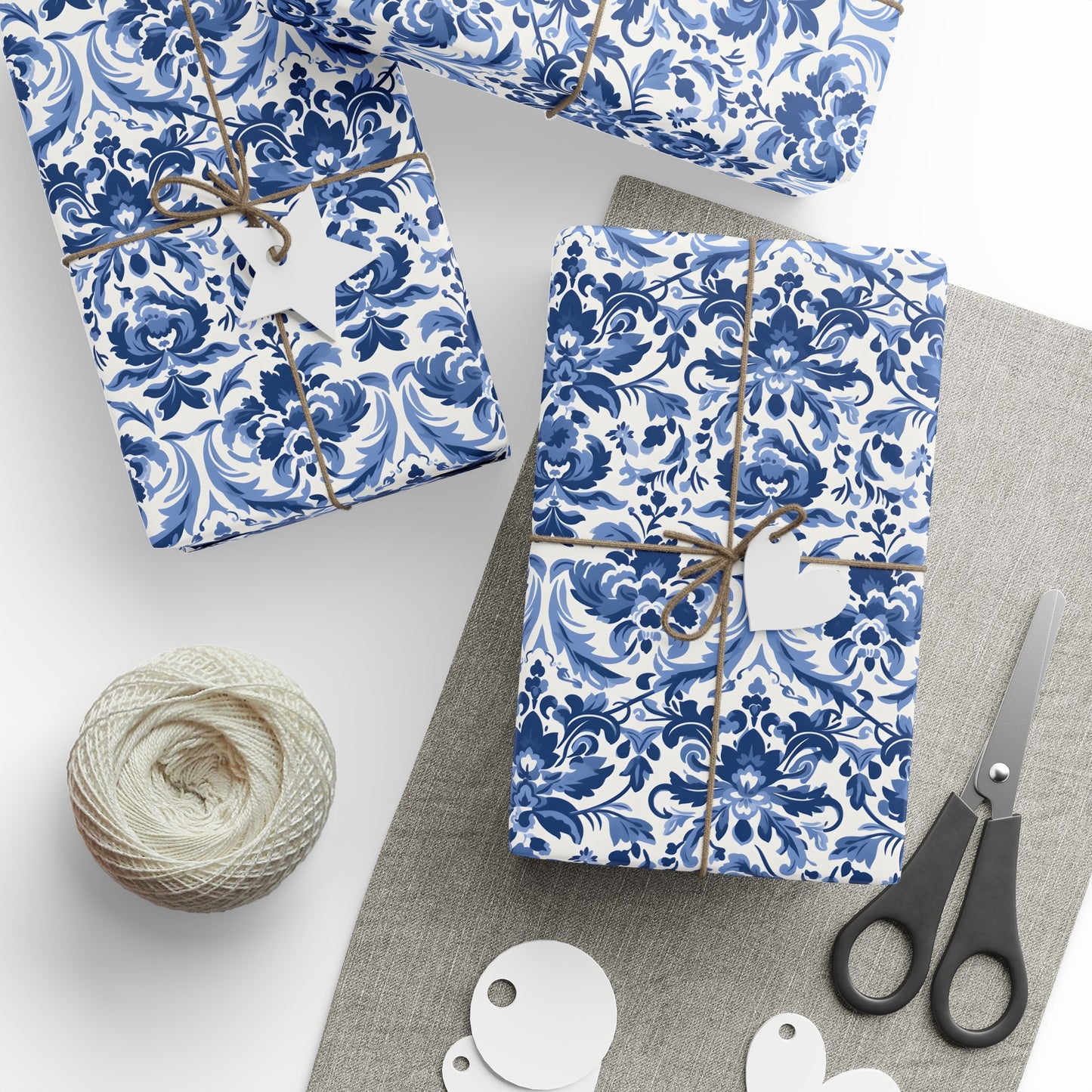 Blue Damask Wrapping Paper