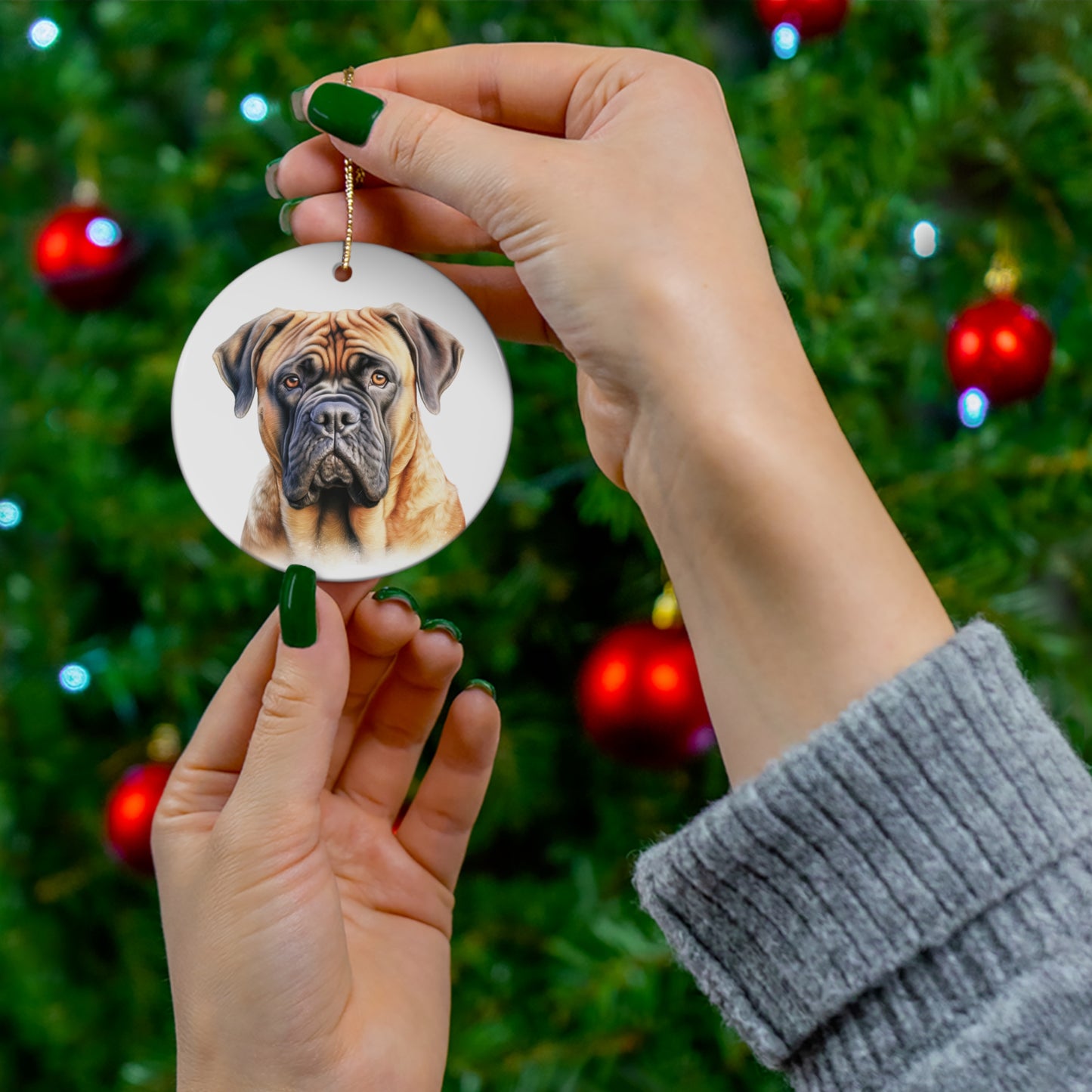 Bull Mastiff Ceramic Ornament Christmas Gift