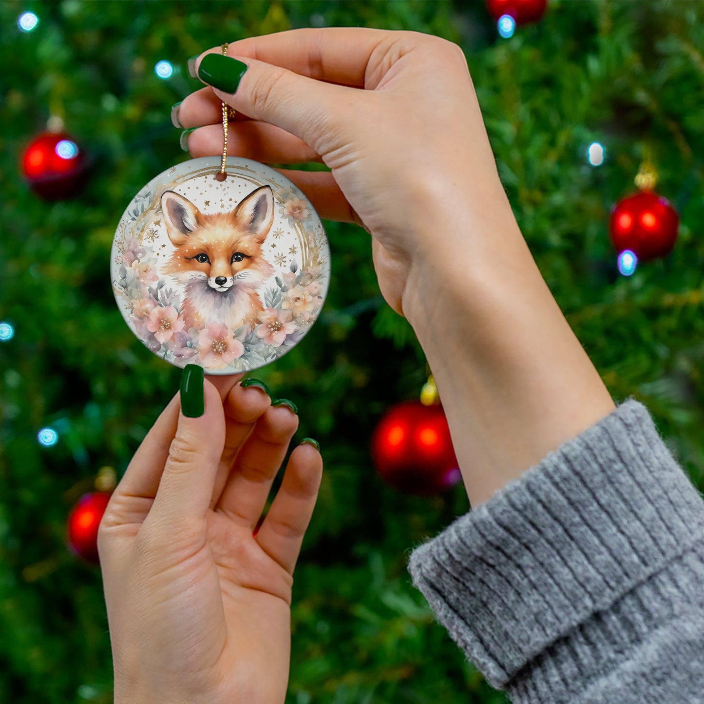 Fox Ceramic Ornament Christmas Gift Fox Christmas Ornament Fox Ornament Cute Fox Pastel Christmas Ornament