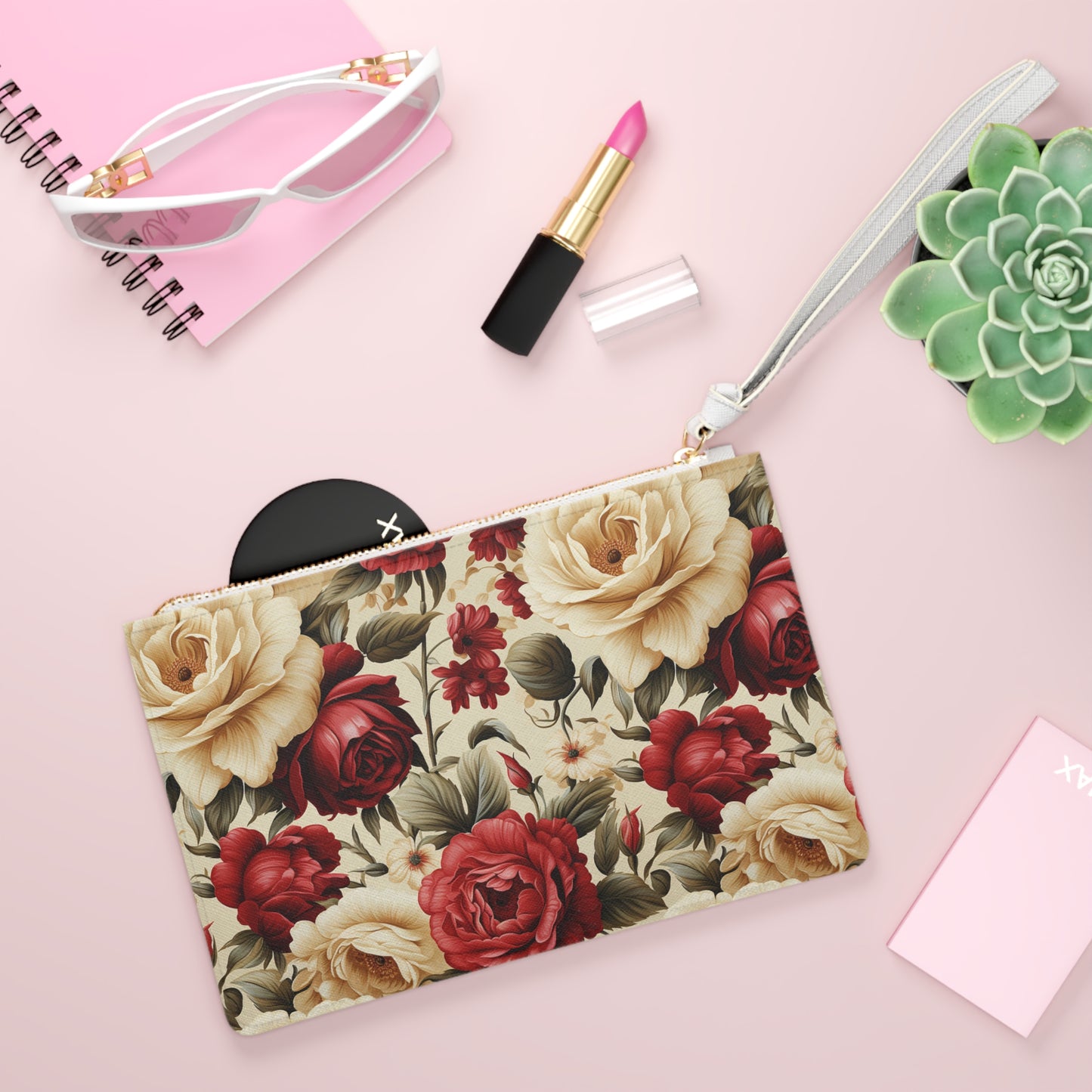 Vintage Style Rose Clutch Bag