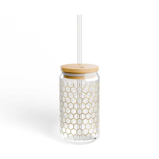 Gold Honeycomb Sipper Glass, 16oz