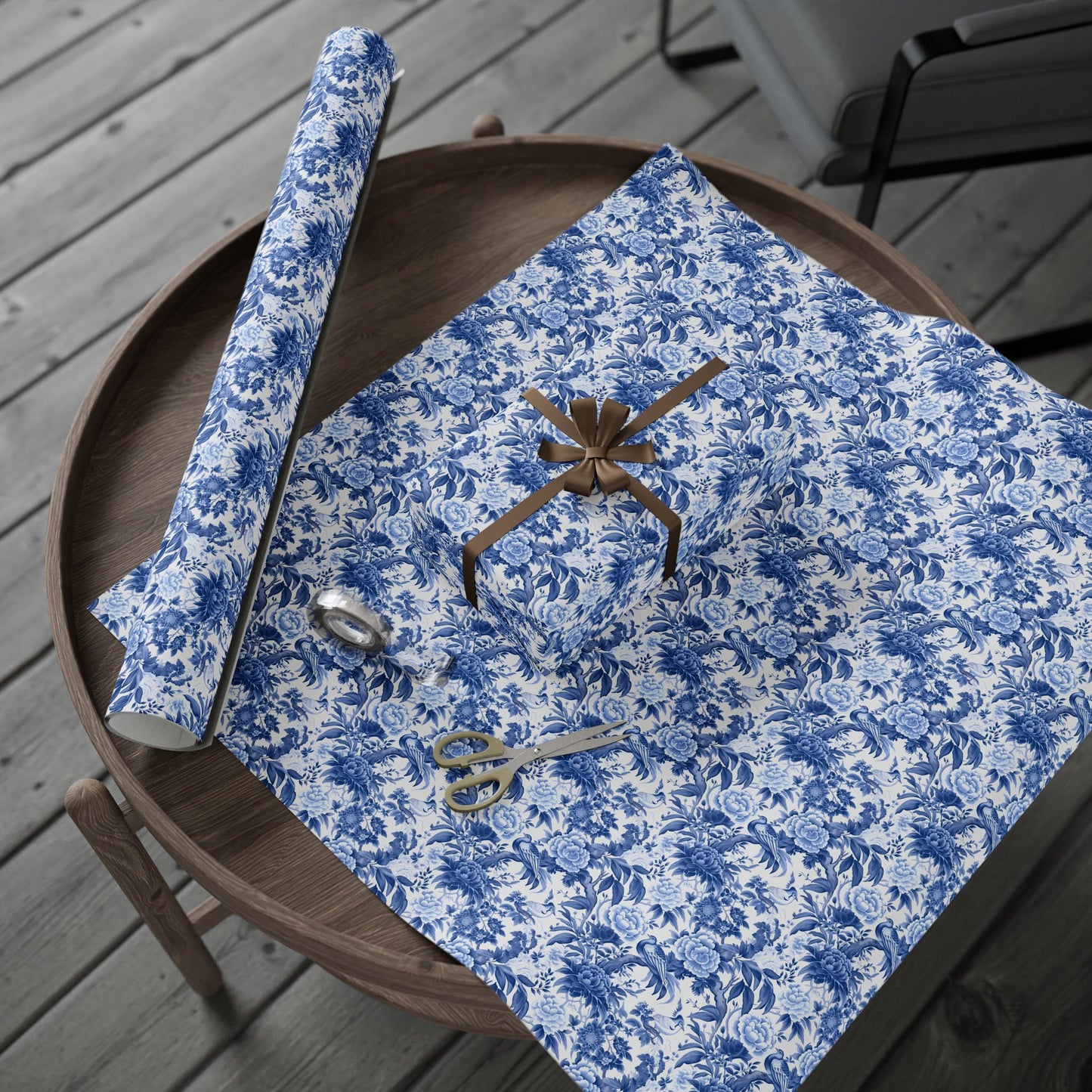 Blue Chinoiserie Gift Wrapping Paper