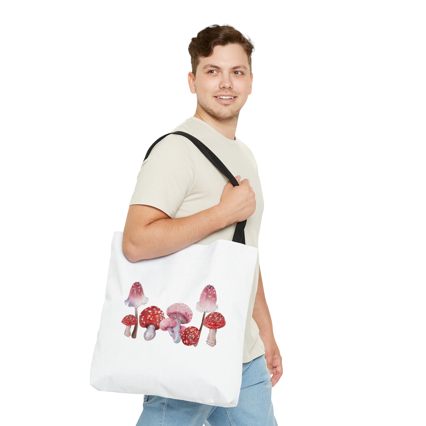 Red Watercolor Mushroom Tote Bag