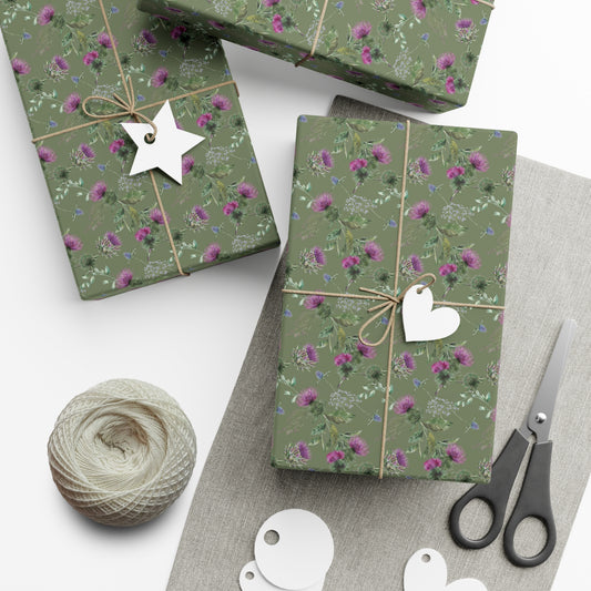Gift Wrap, Cute Scottish Thistle Christmas Giftwrap Beautiful Wrapping Paper, Christmas Gift Wrap, Holiday Paper, Gift Wrap