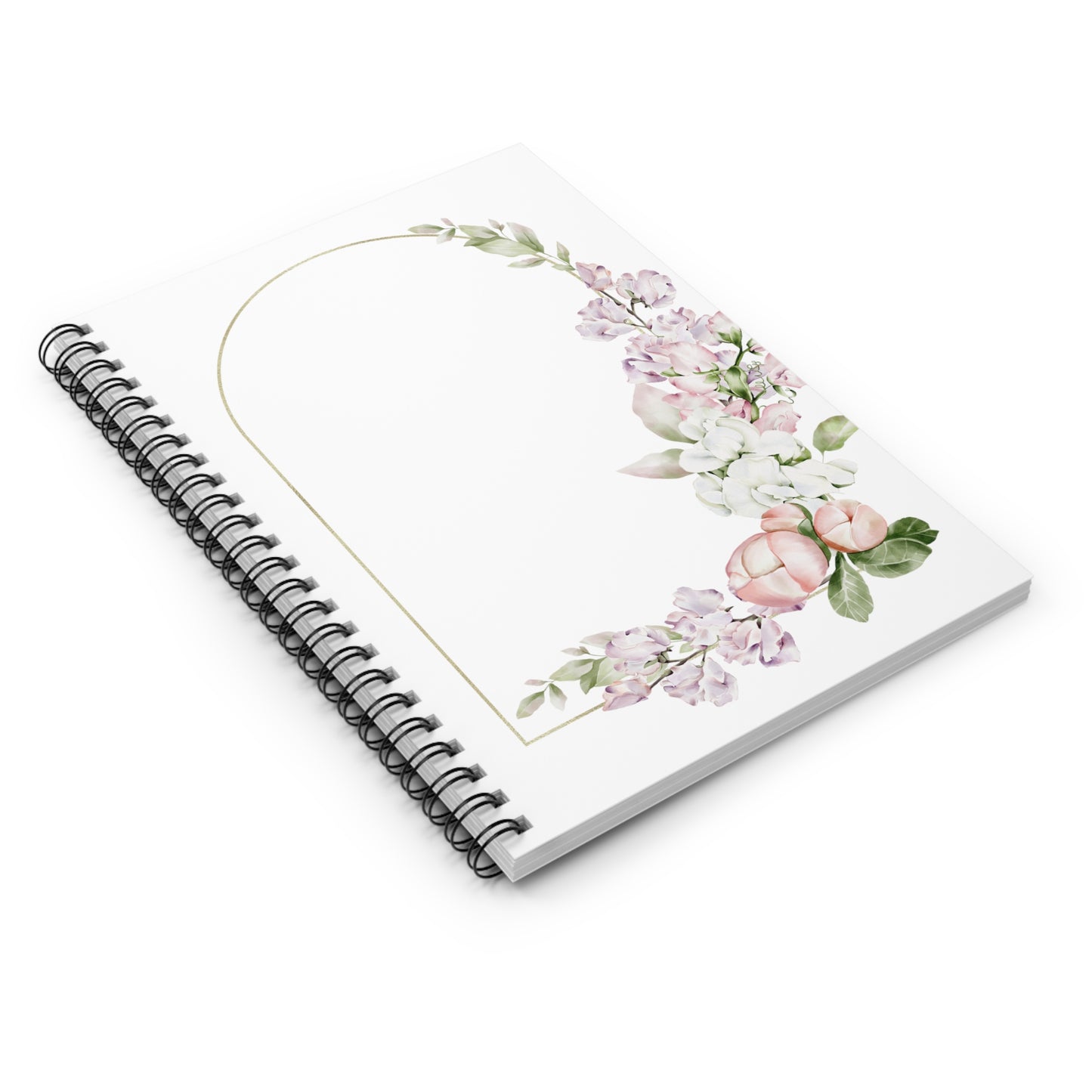 Rose and Leaf Gold Arch Spiral Notebook - Ruled Line