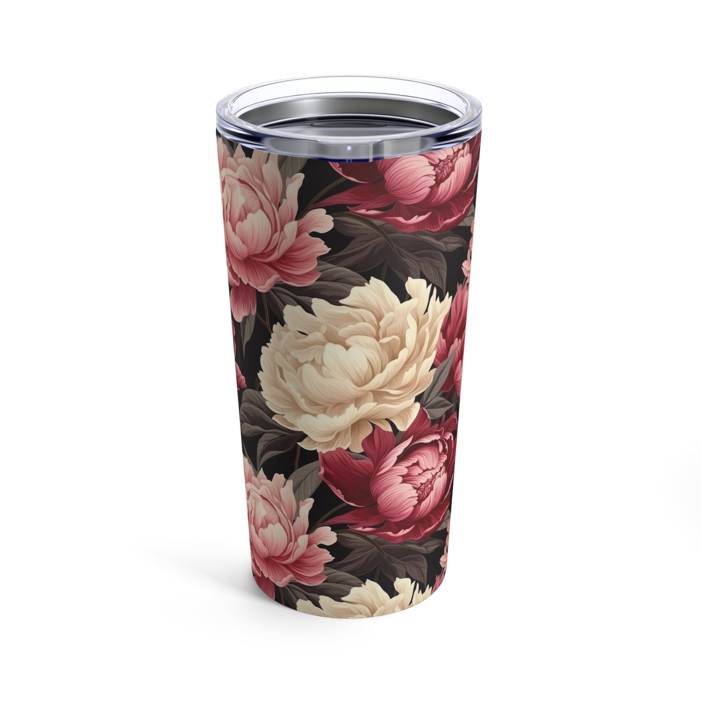 Pink and White Peony Tumbler 20oz Flower Tumbler Garden Theme