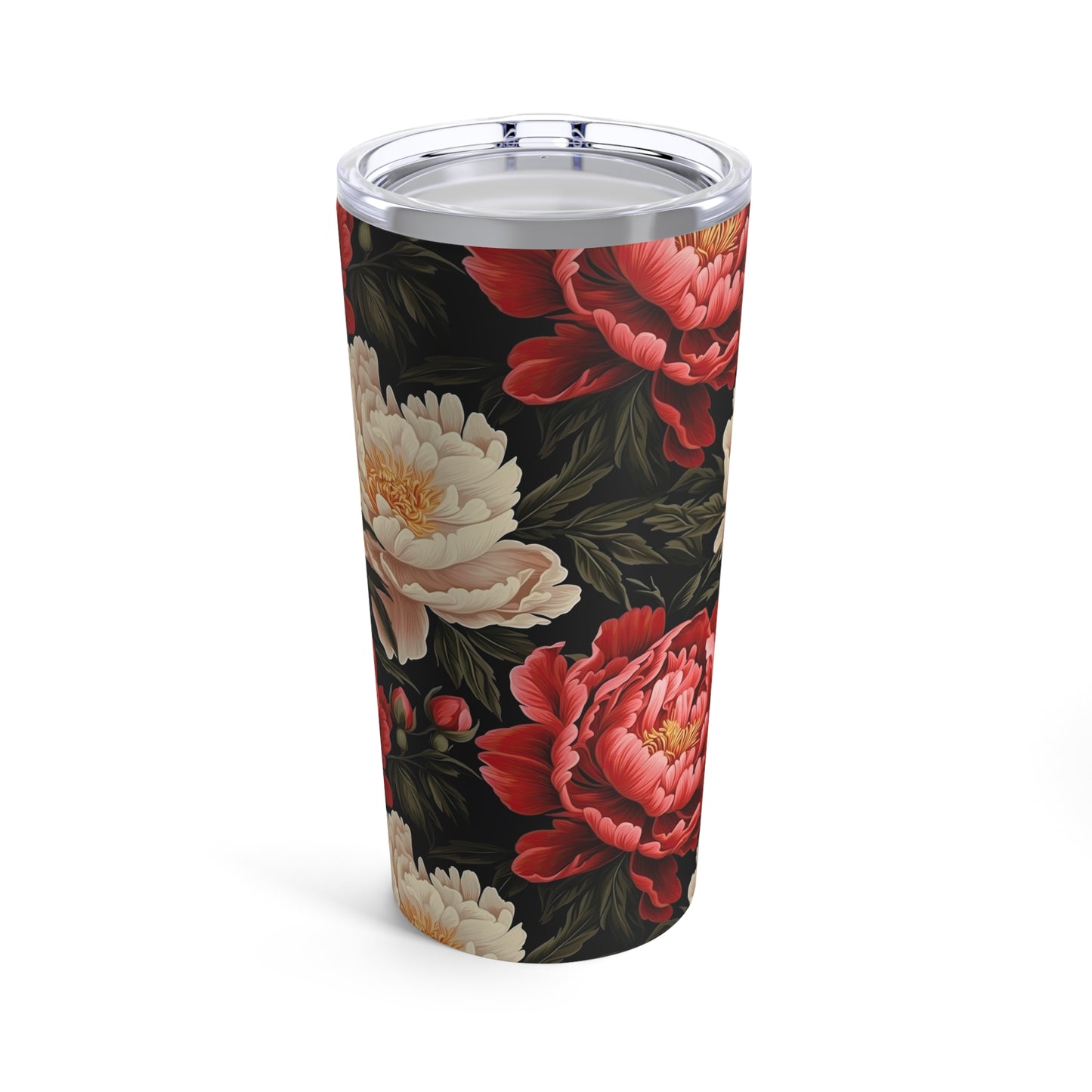 Red and White Peony Tumbler 20oz Flower Tumbler Garden Theme