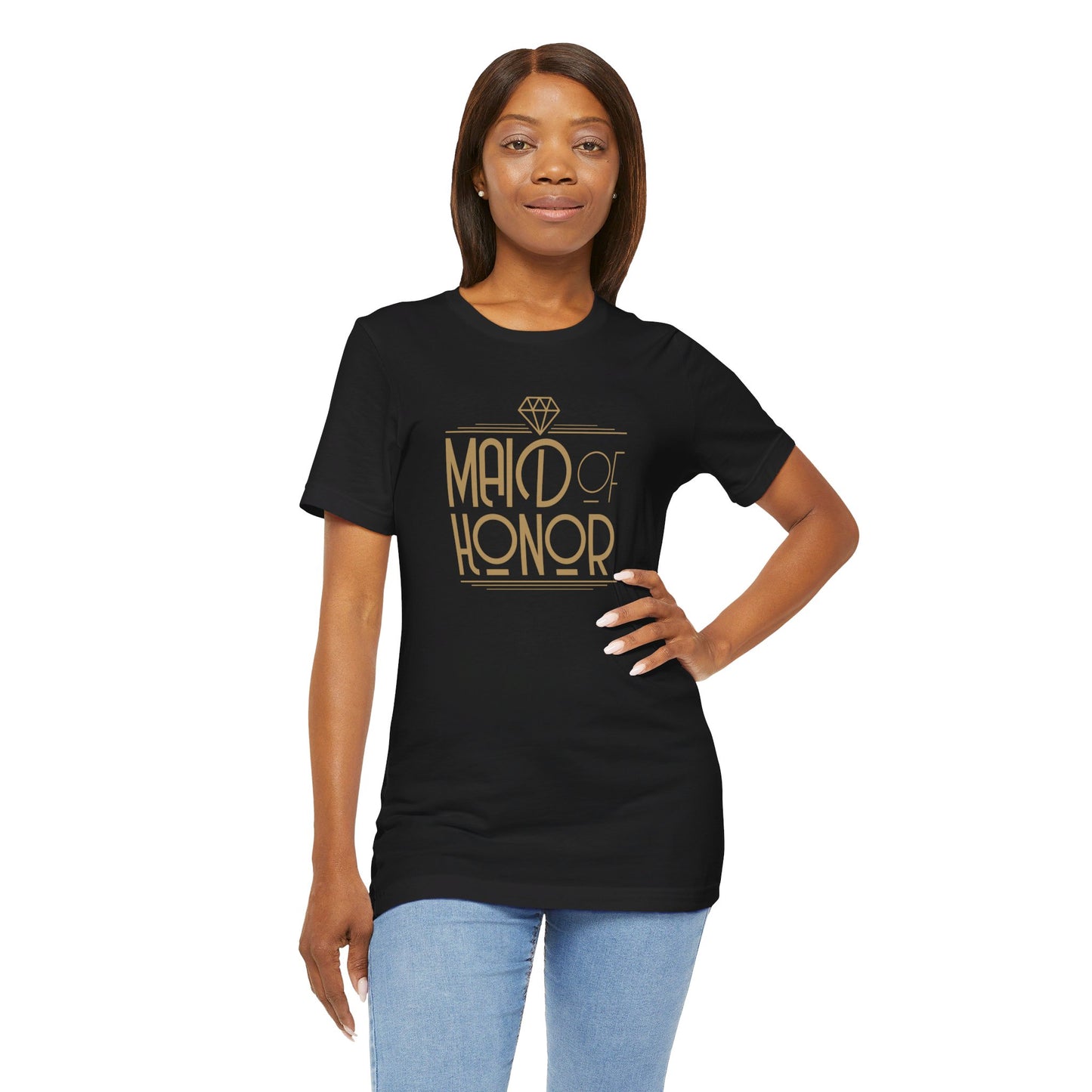 Maid of Honor Art Deco Unisex Jersey Short Sleeve Tee Bachelorette Party Shirt