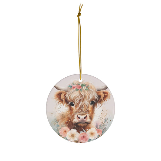 Highland Cow Ceramic Ornament