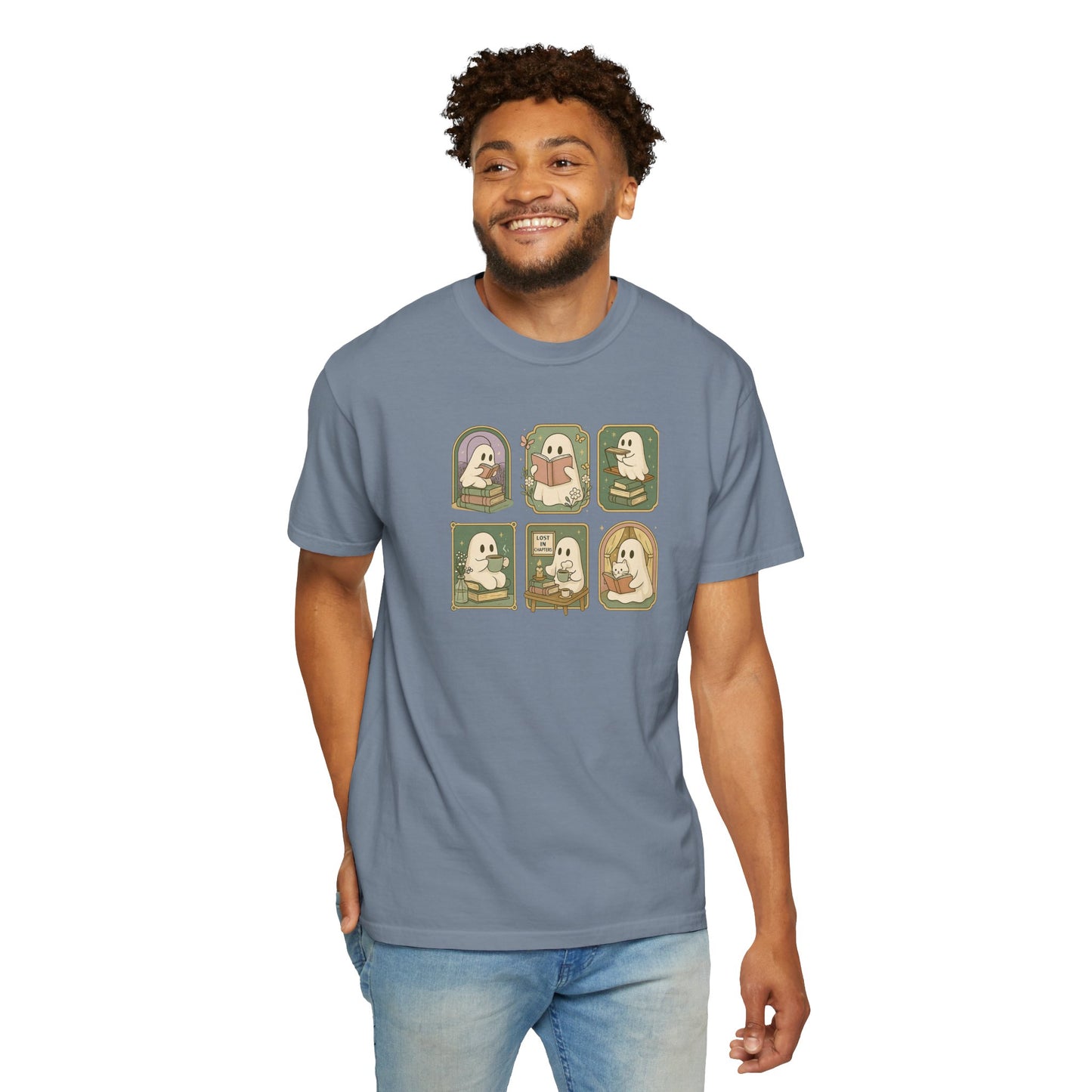 Ghostly Bookish T-Shirt with Cute Frames Design