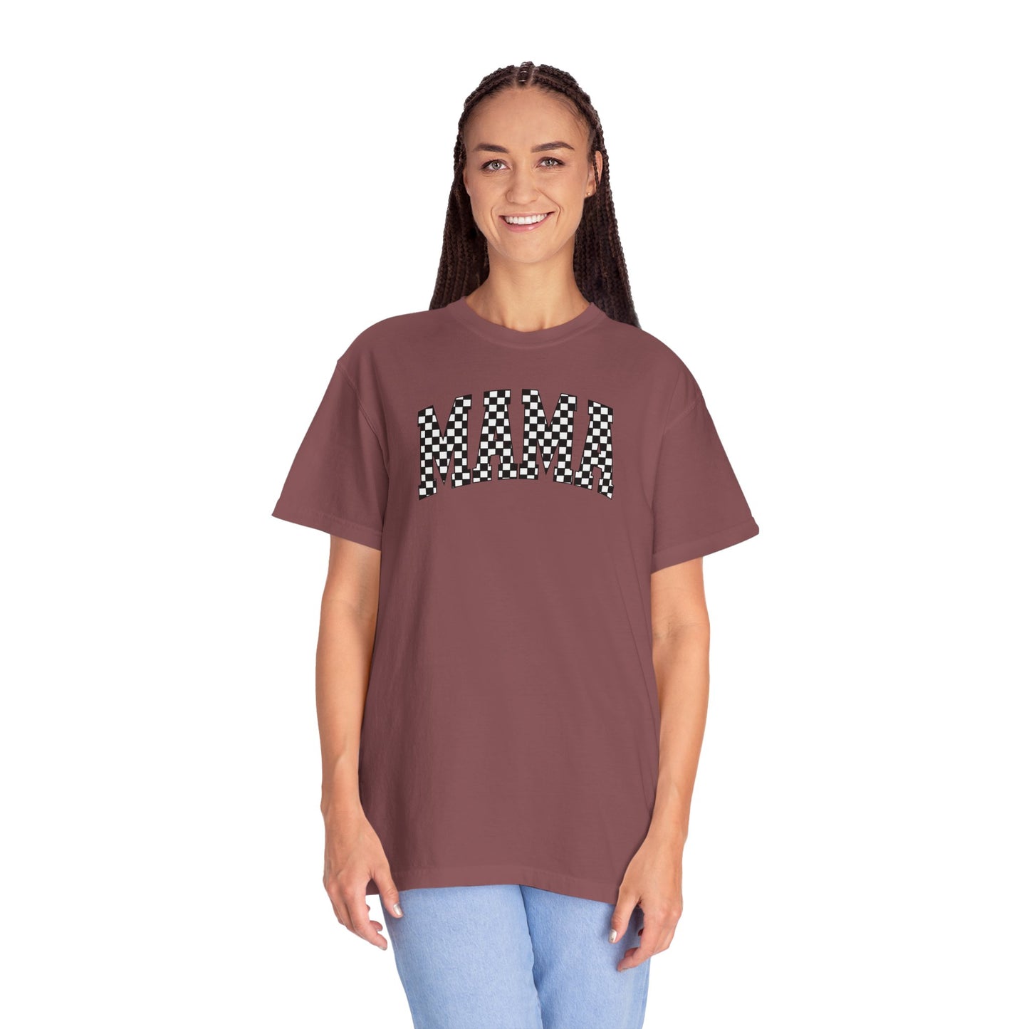 Checkered Mama Unisex T-shirt, Mother's Day Gift, Mom Life Shirt, Family Plaid Tee, Birthday Present for Mom, Gender-Neutral Shirt