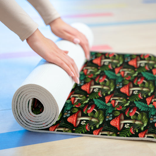 Vibrant Cottagecore Mushroom Foam Yoga Mat 24x72in