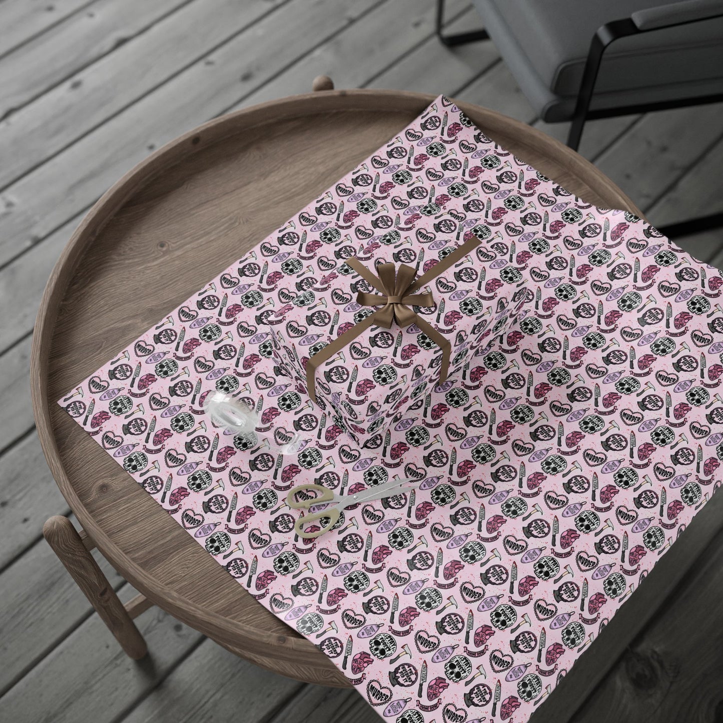 Wrapping Papers - Cute Pastel Pink True Crime Hand Drawn