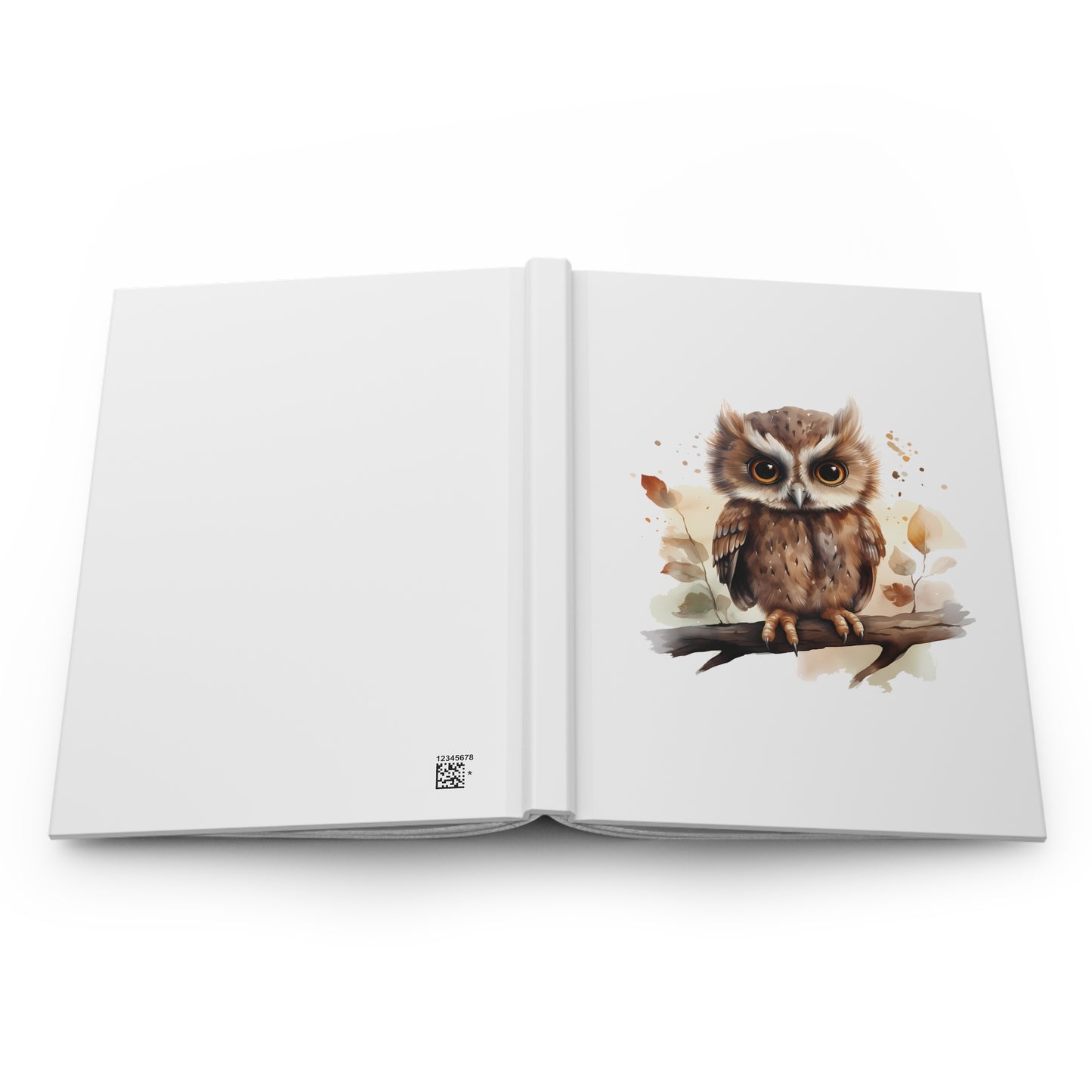 Cute Watercolor Owl Hardcover Journal Matte Notebook