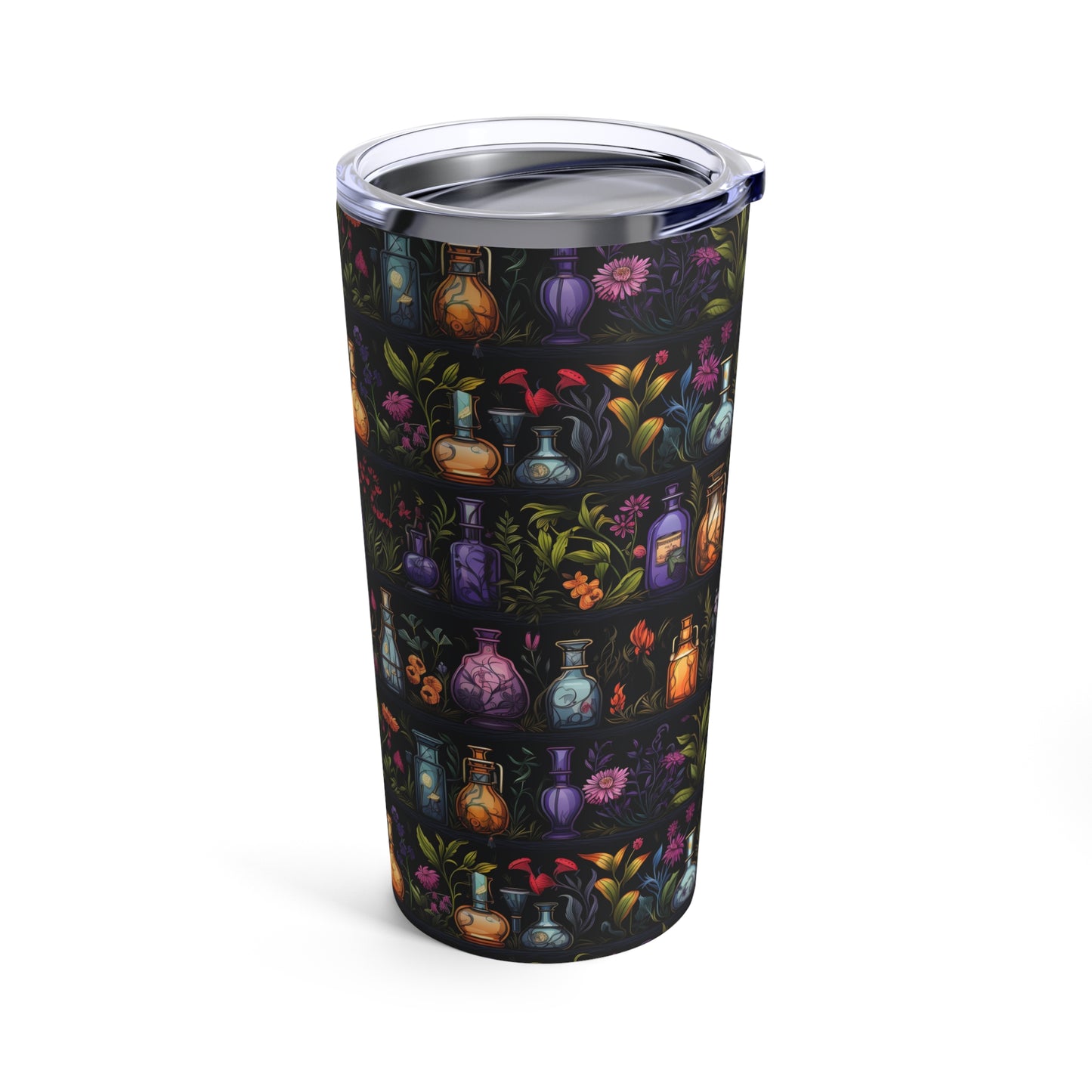 Purples Apocothary Jars with Flowers Tumbler 20oz