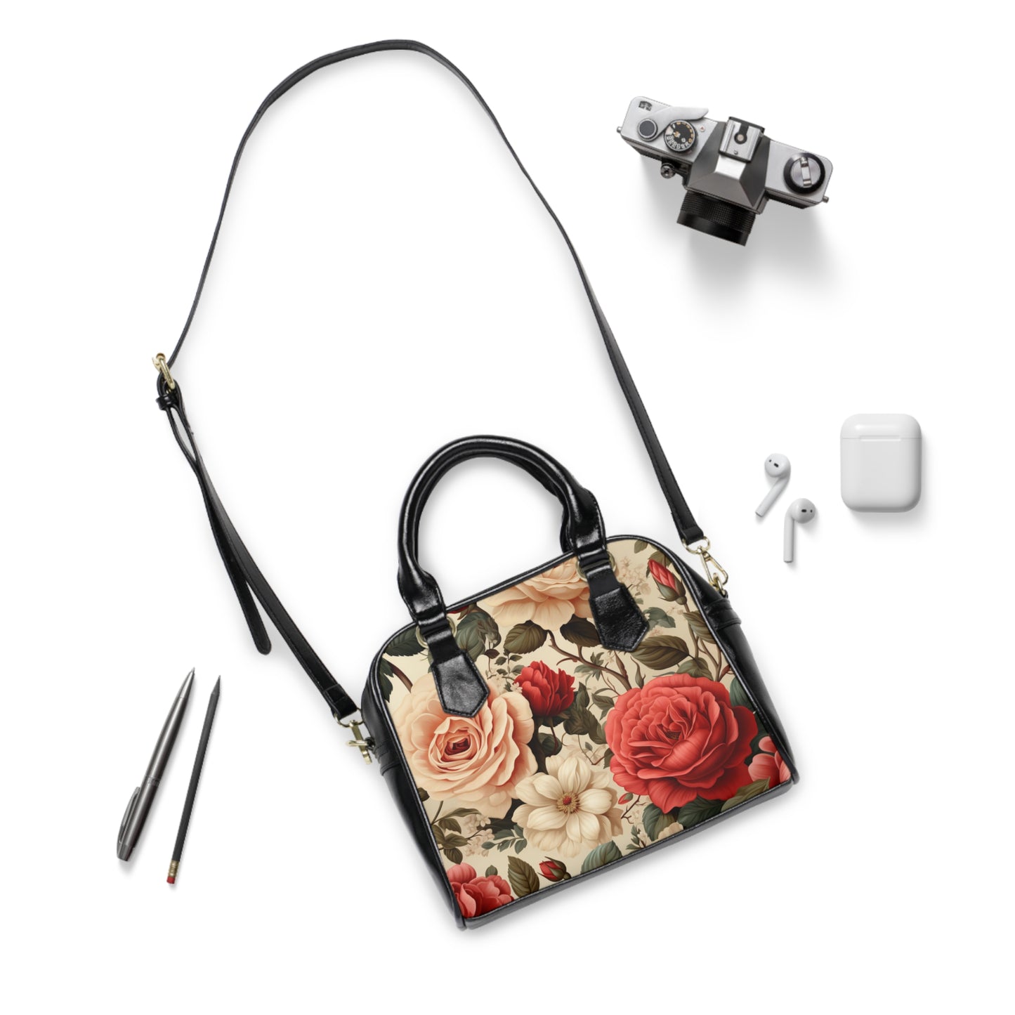 Retro Rose Shoulder Handbag