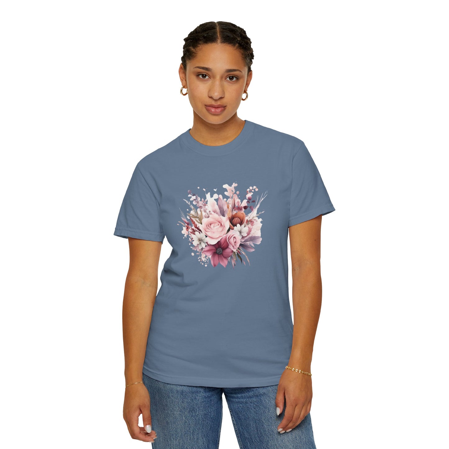 Watercolor Floral Bouquet T-shirt, Unisex Tee, Flower Print Shirt, Botanical Graphic Top, Gardening Gift, Spring Fashion