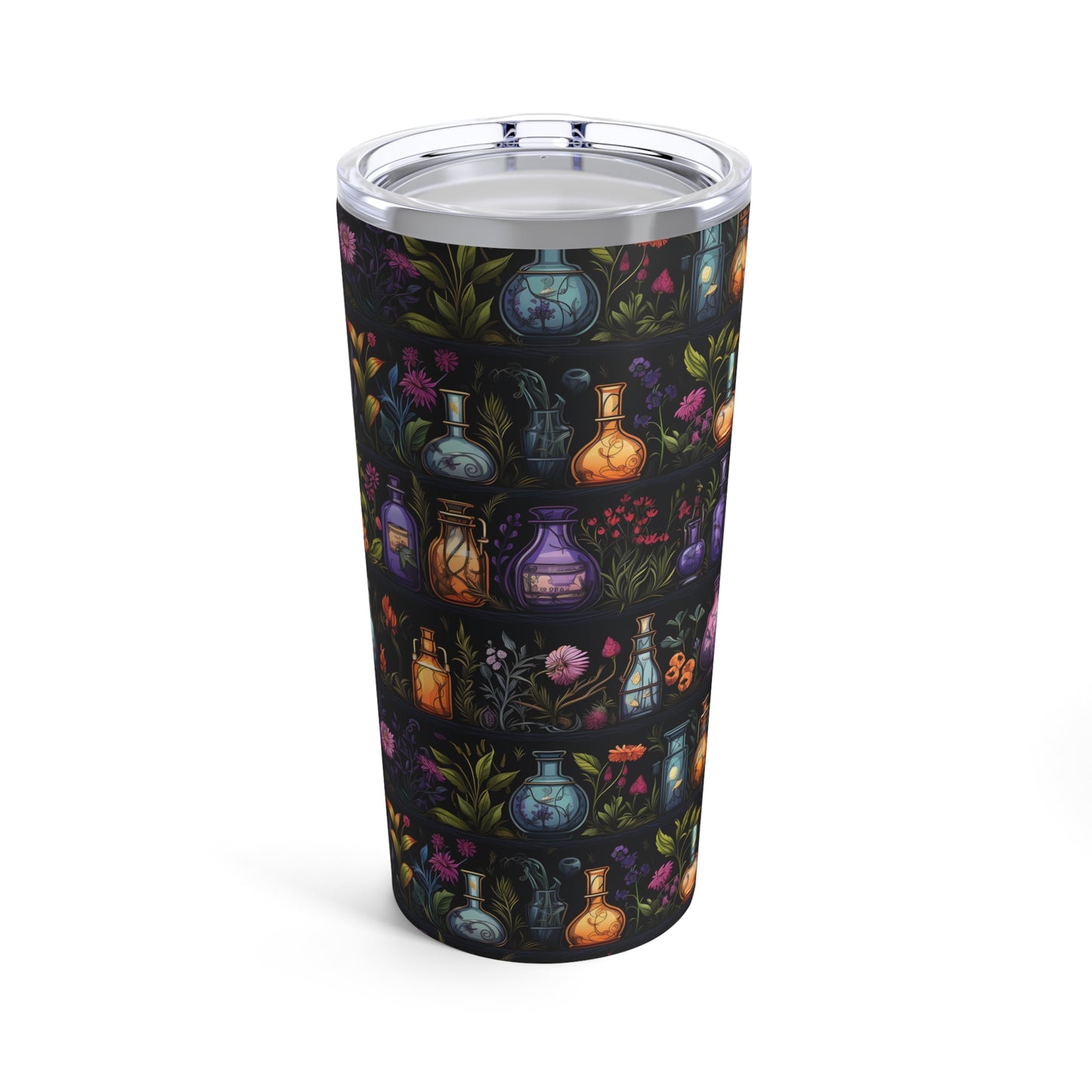 Purples Apocothary Jars with Flowers Tumbler 20oz