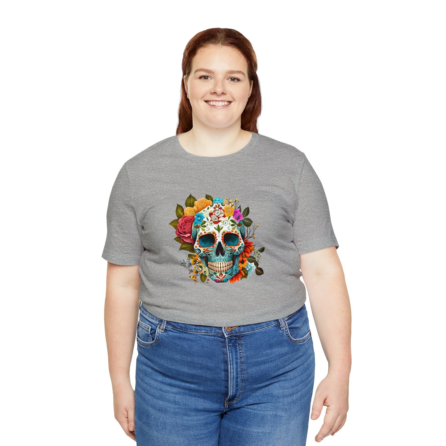 Sugar Skull Floral Shirt Unisex Jersey Short Sleeve Tee