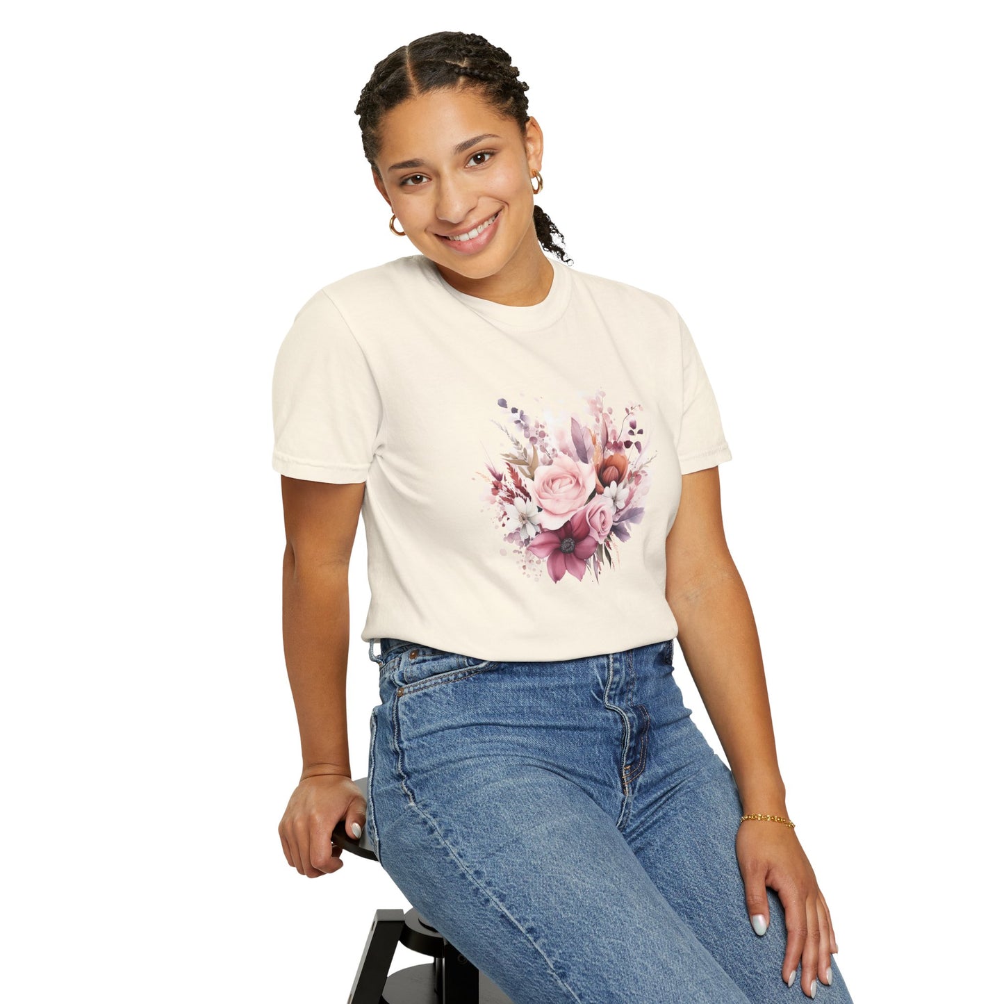 Watercolor Floral Bouquet T-shirt, Unisex Tee, Flower Print Shirt, Botanical Graphic Top, Gardening Gift, Spring Fashion