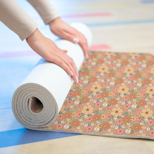 Retro Floral Cottagecore Foam Yoga Mat 24x72in
