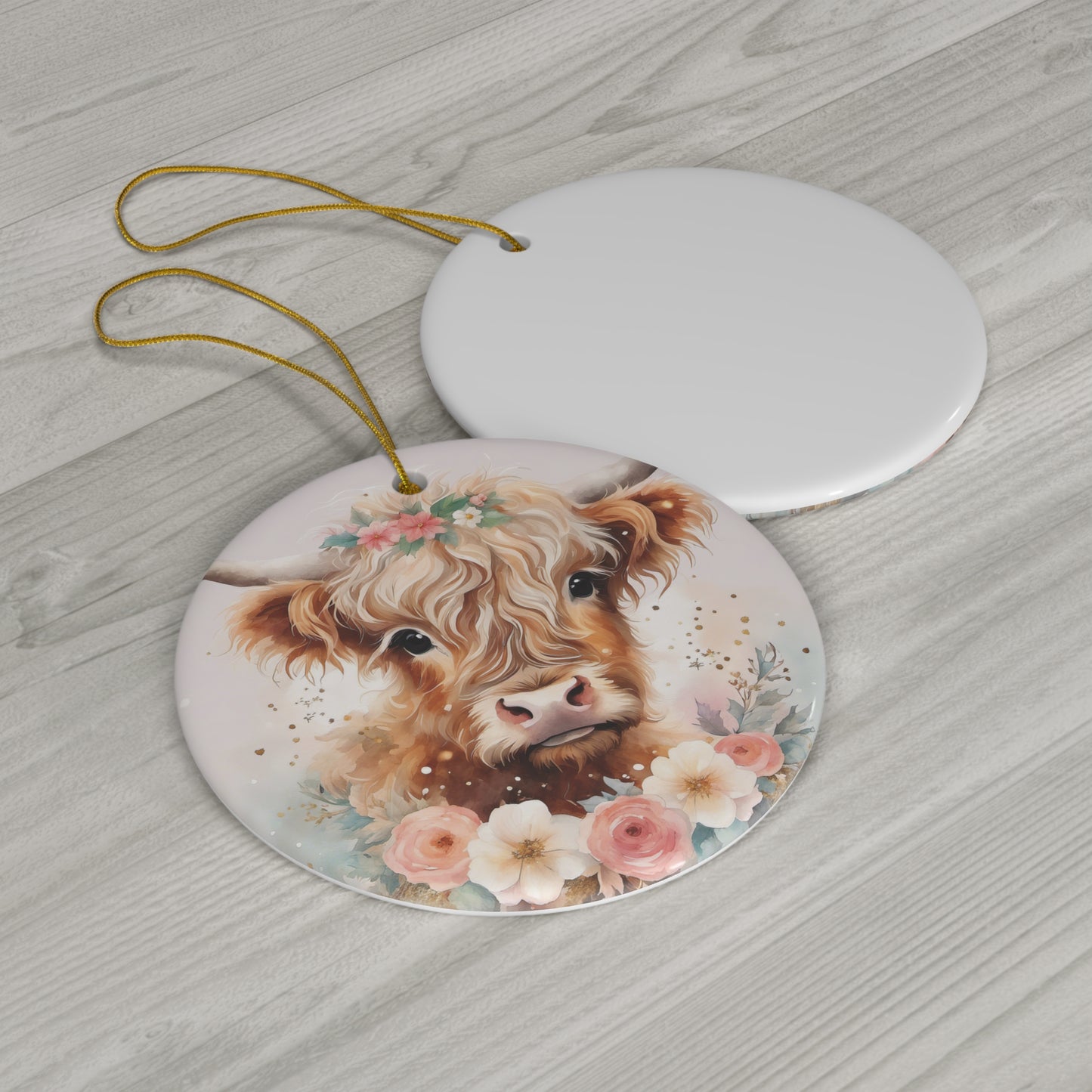 Highland Cow Ceramic Ornament