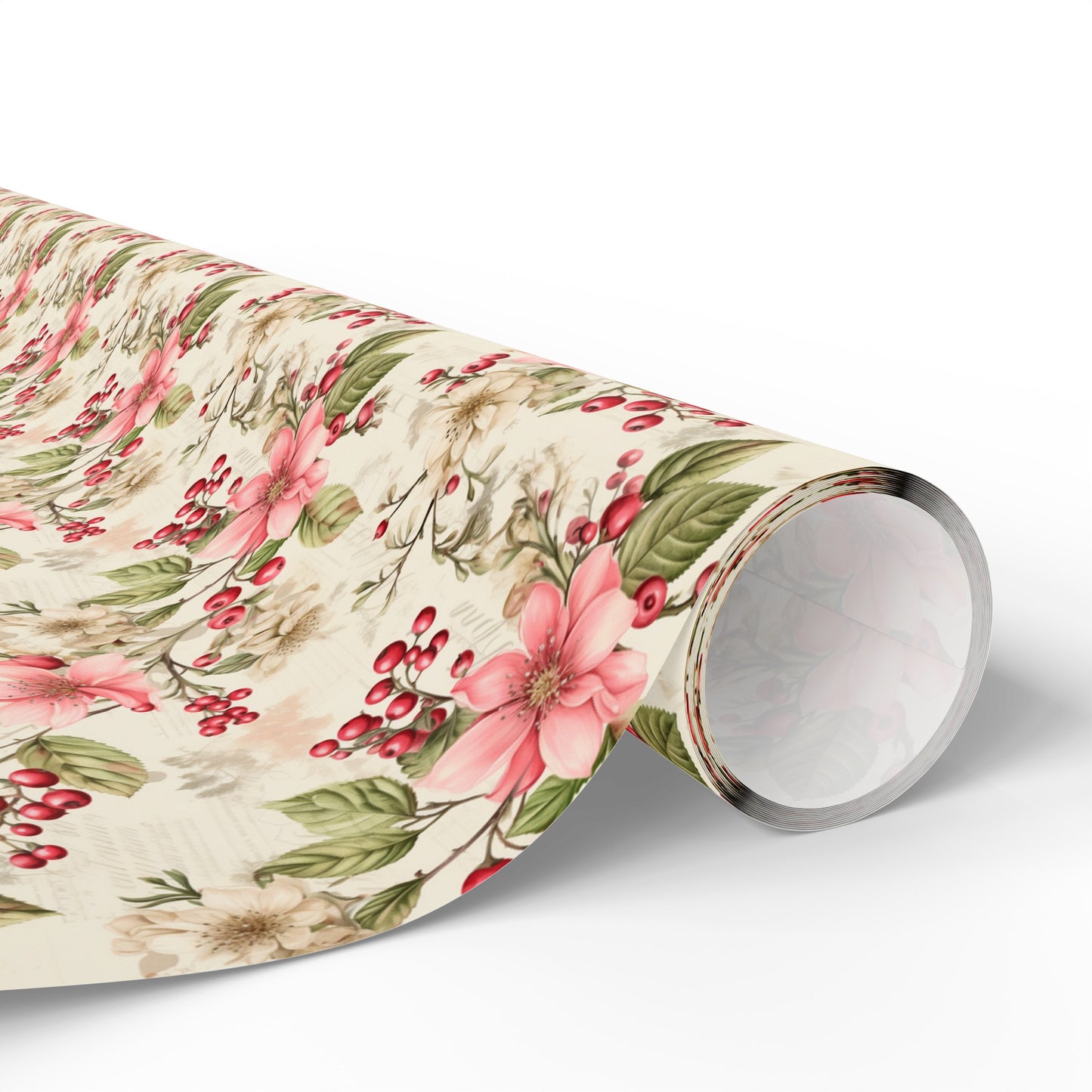 Christmas Pink Flower Gift Wrap