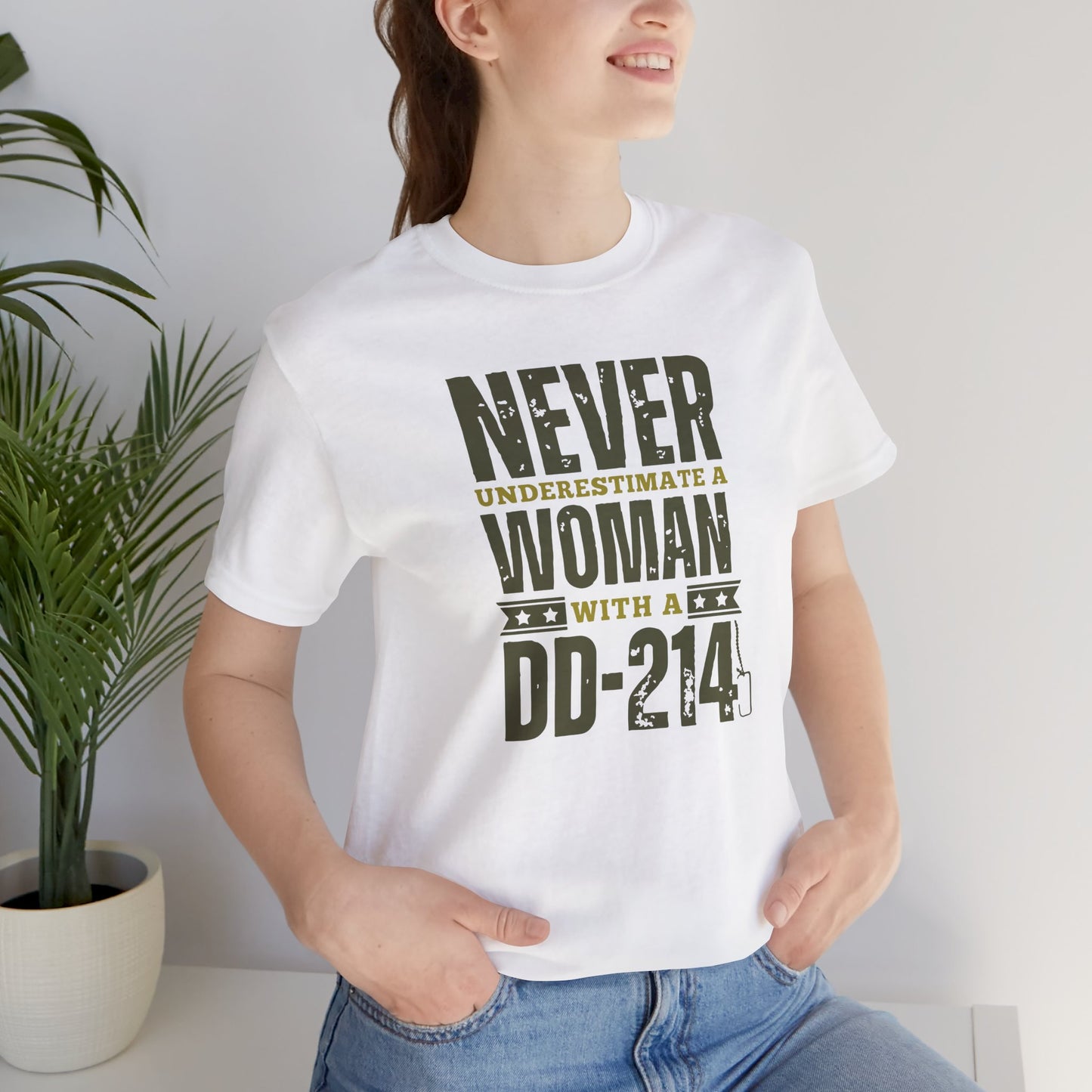 DD-214 Proud Woman T-Shirt – "Never Underestimate a Woman with a DD-214" Military Veteran Tribute Tee