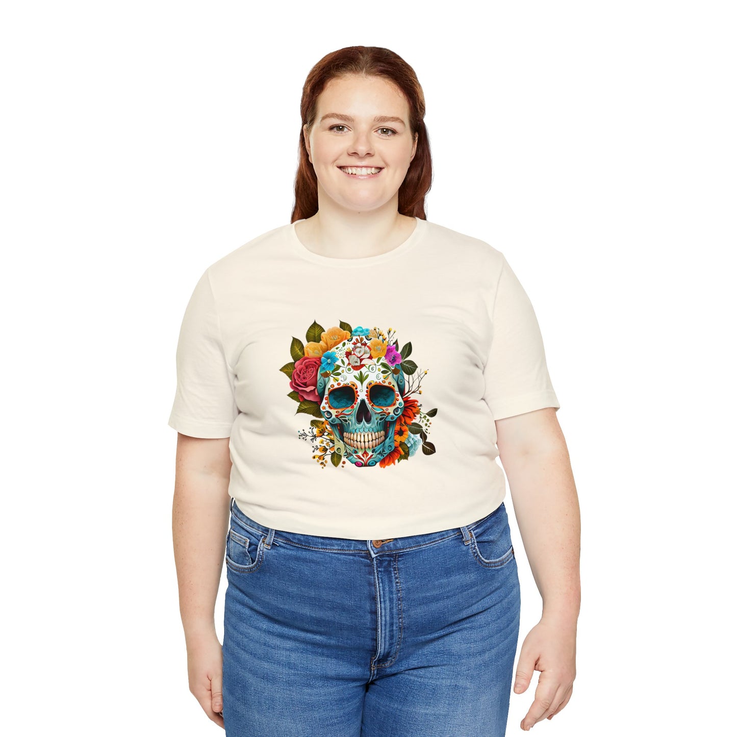 Sugar Skull Floral Shirt Unisex Jersey Short Sleeve Tee