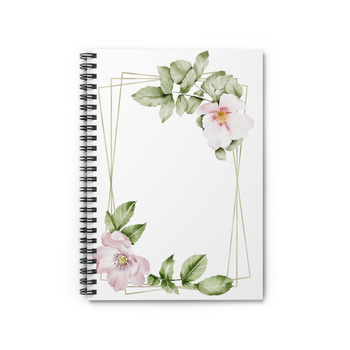 Rose and Gold Frame Spiral Notebook - Ruled Line