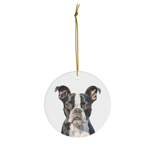 Boston Terrier Ceramic Ornament Christmas Gift