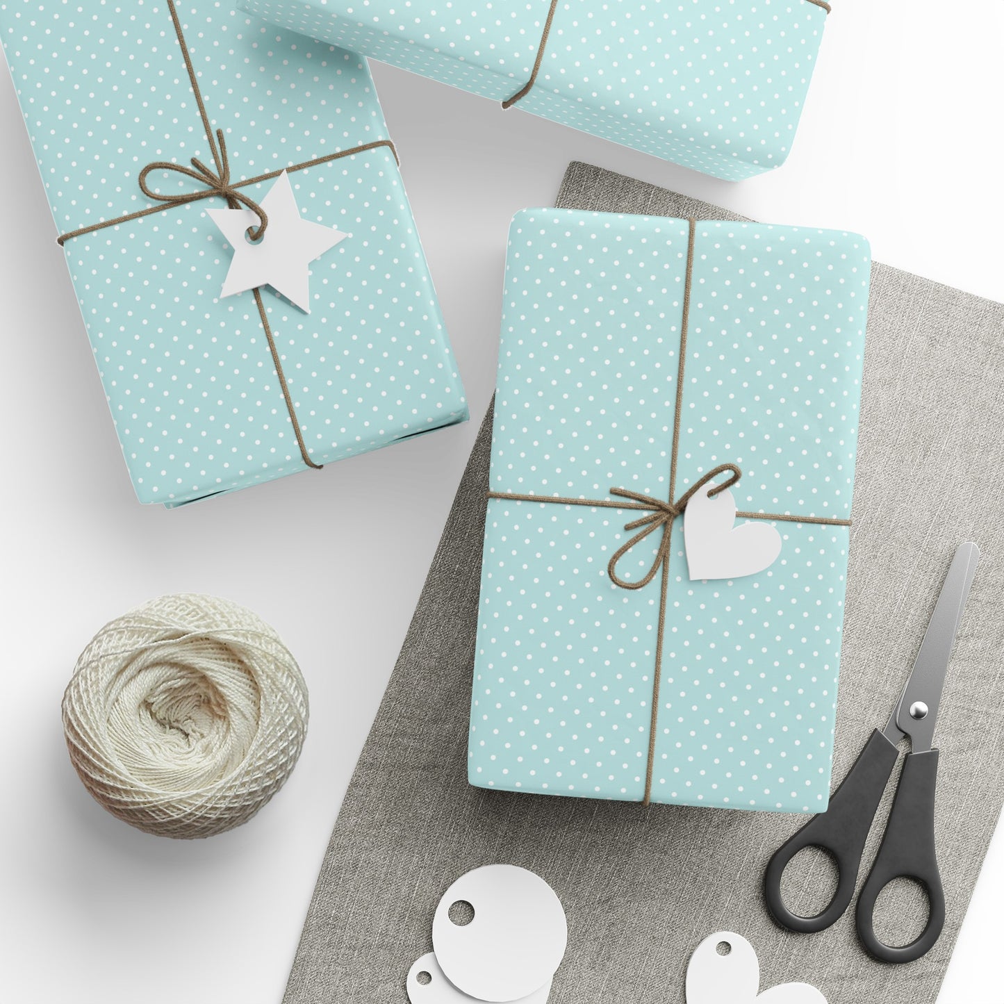 Teal and White Polka Dot Wrapping Paper