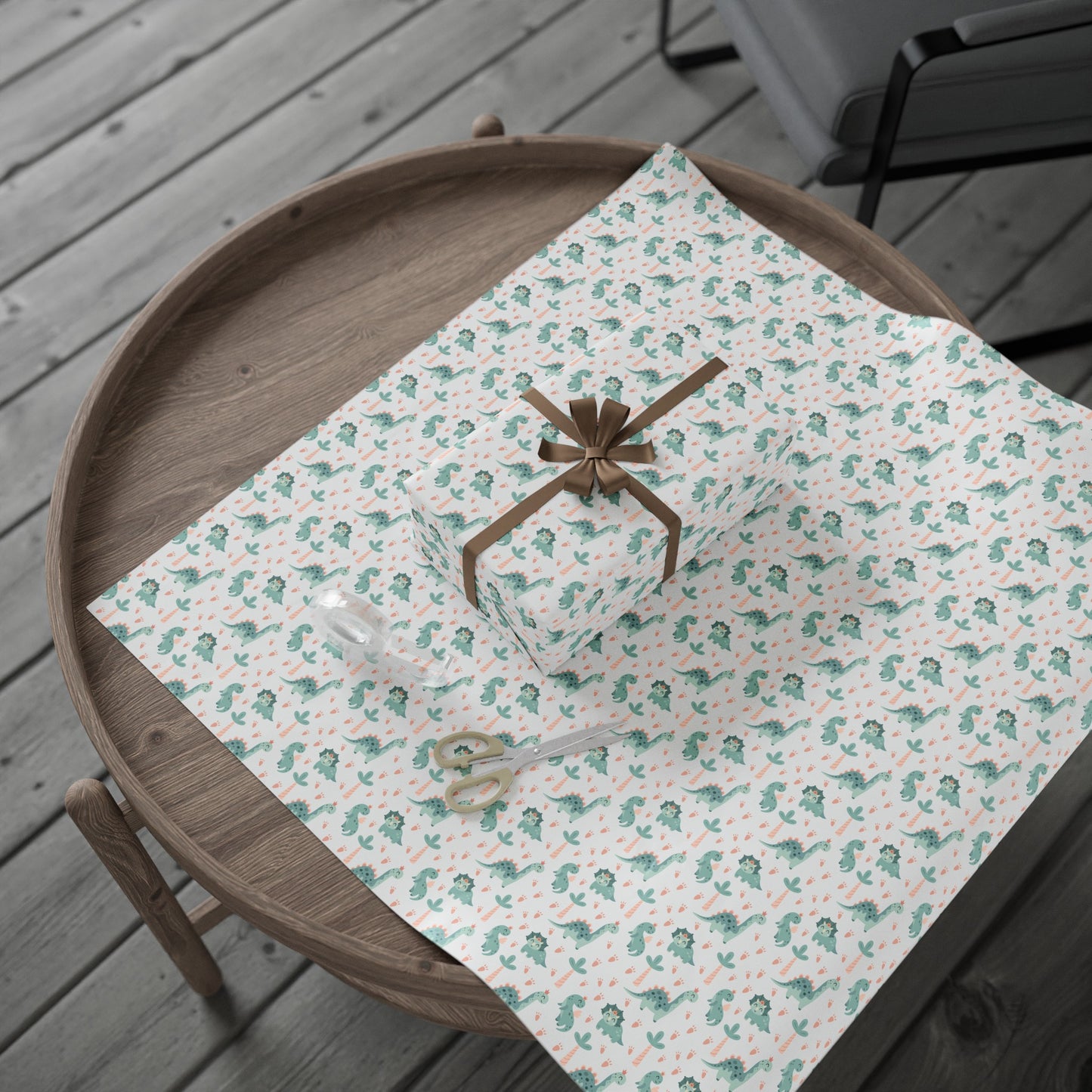 Green Dino Gift Wrapping Paper