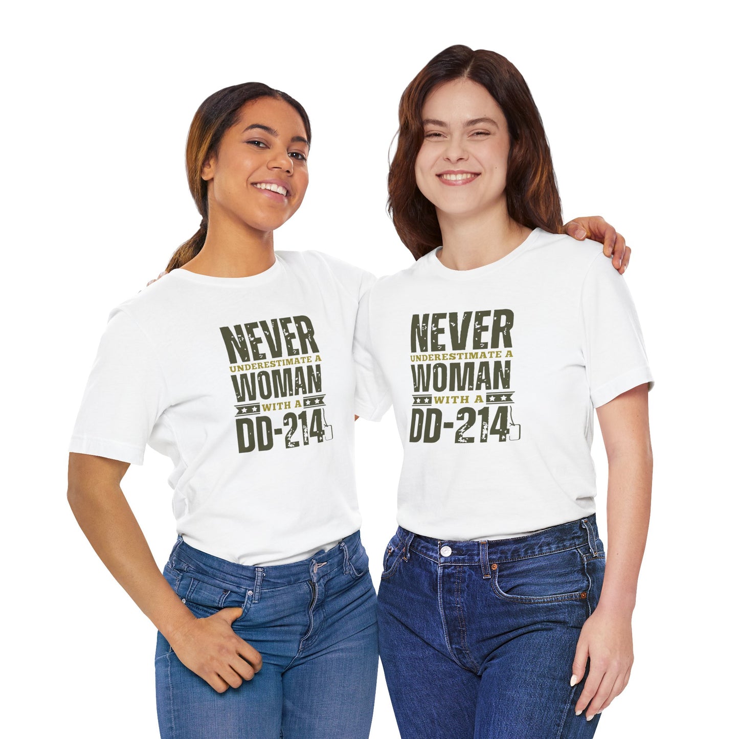 DD-214 Proud Woman T-Shirt – "Never Underestimate a Woman with a DD-214" Military Veteran Tribute Tee